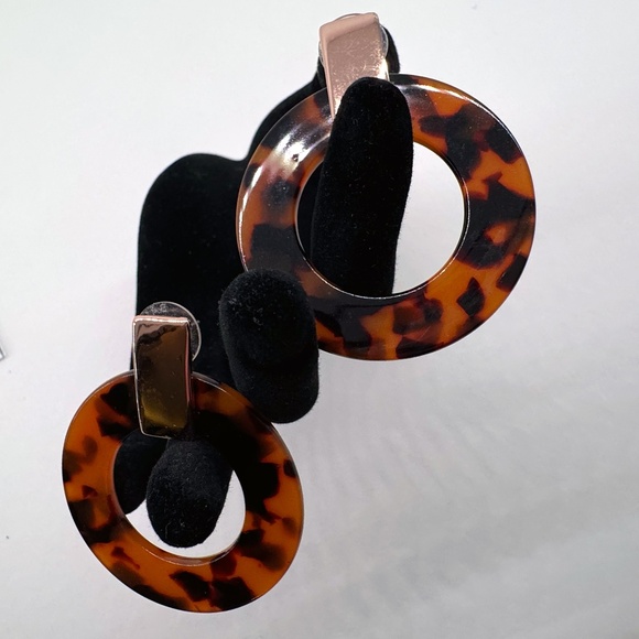 Large Vintage French Tortoise Shell Earrings - Picture 1 of 6